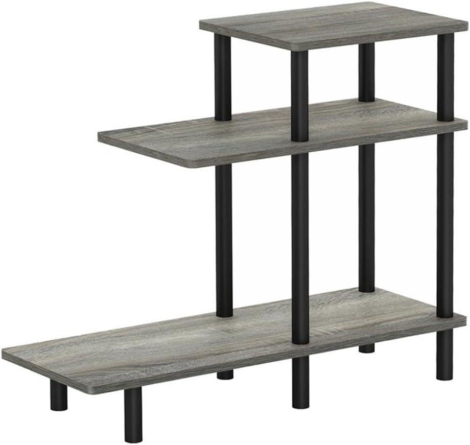 French Oak Grey and Black 3-Tier Rectangular Wood Side Table