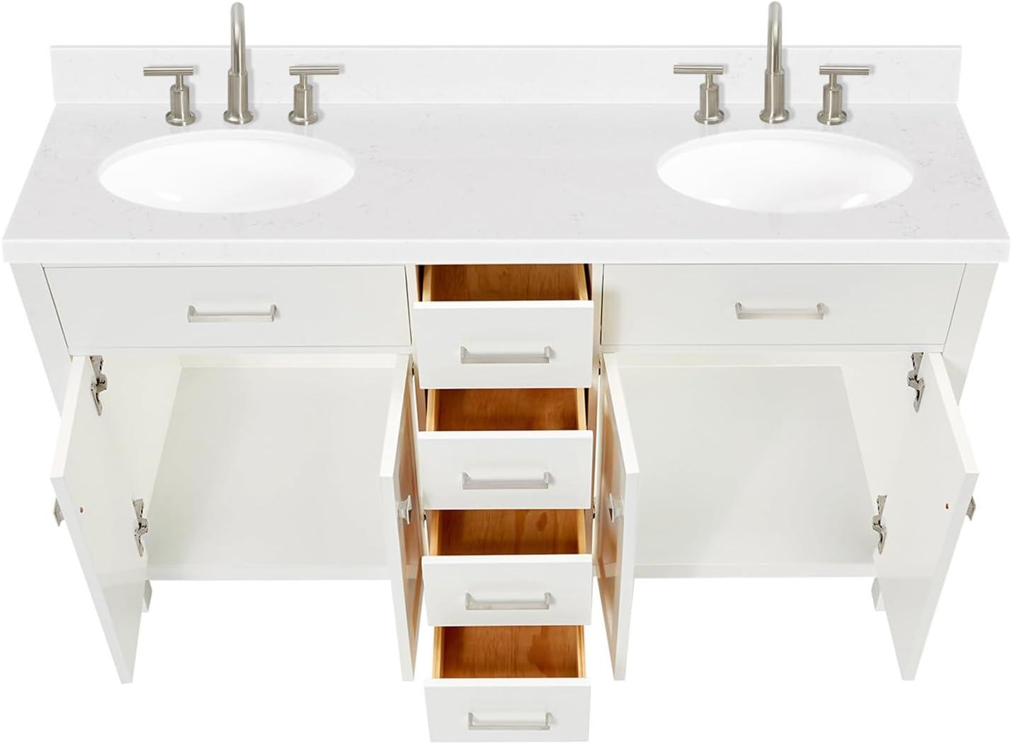 Ariel H060dcqovo Bristol 60" Free Standing Double Basin Vanity Set - White