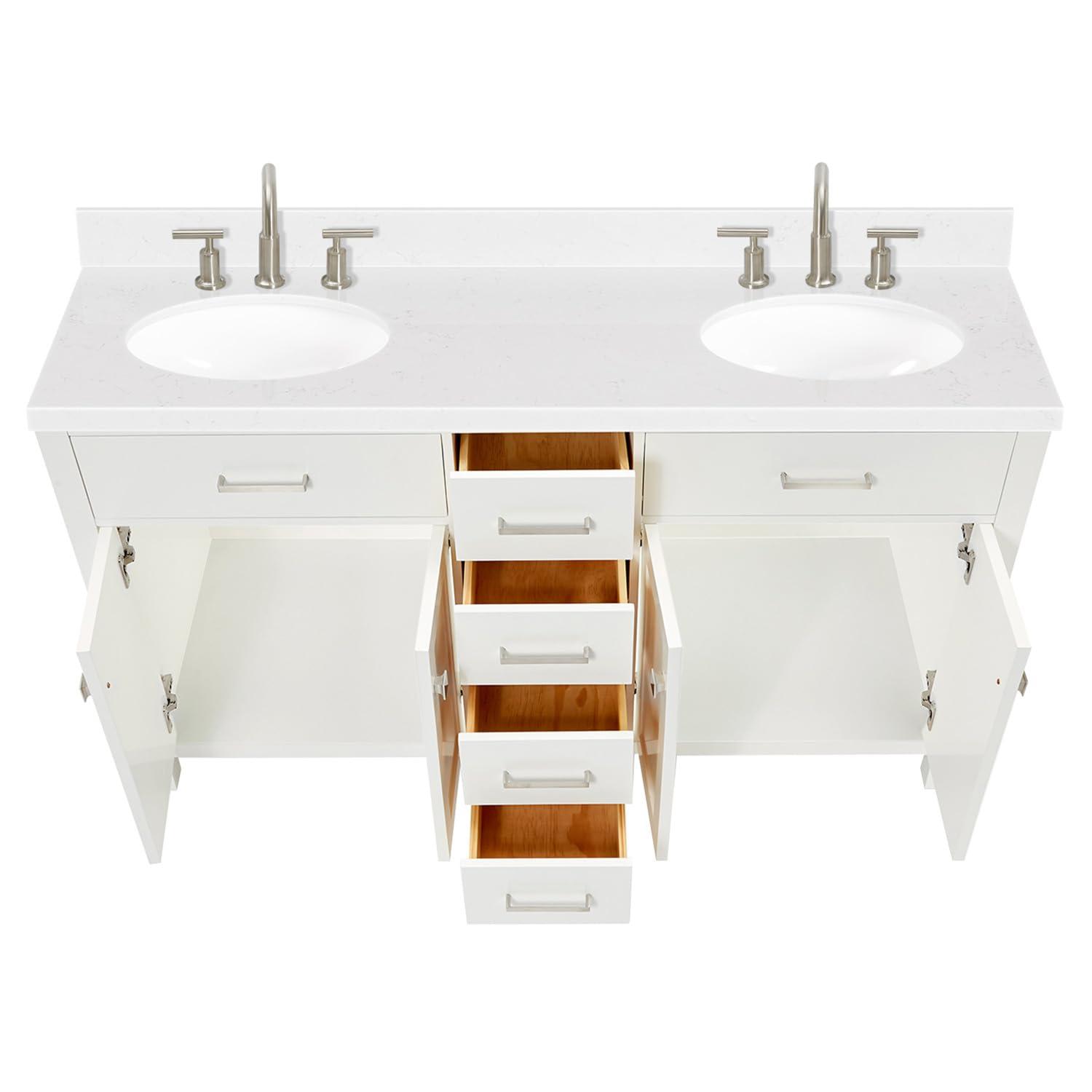Ariel H060dcqovo Bristol 60" Free Standing Double Basin Vanity Set - White