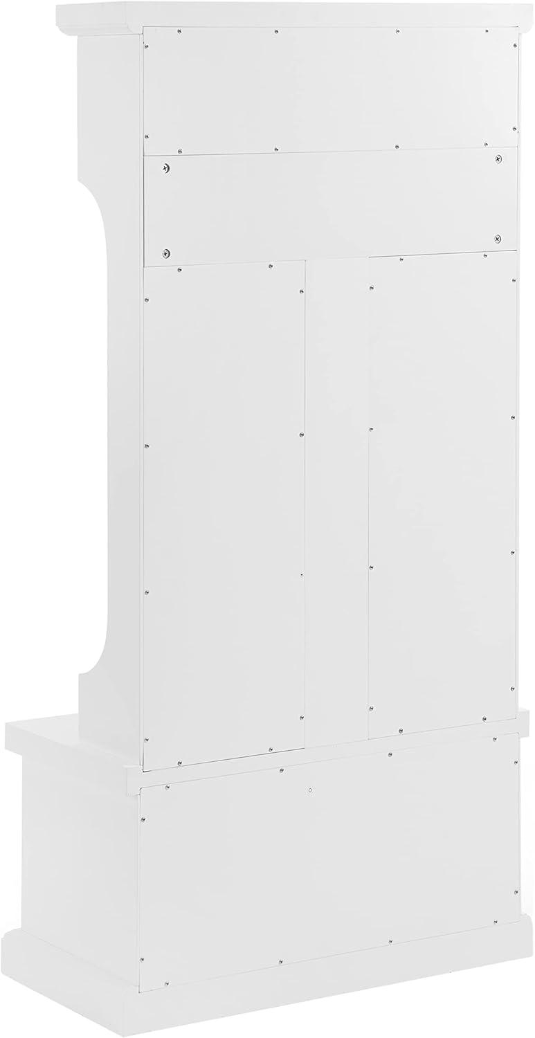 Shoreline Hall Tree White - Crosley: Nautical Coastal Beach Style, Wood Veneer with Metal Hardware