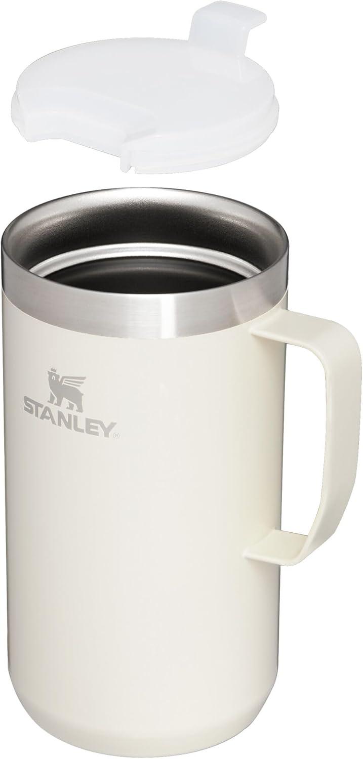 Stanley 24 oz Stainless Steel Classic Legendary Mug Cream Gloss: Dishwasher-Safe Drinkware for Hot & Cold Beverages