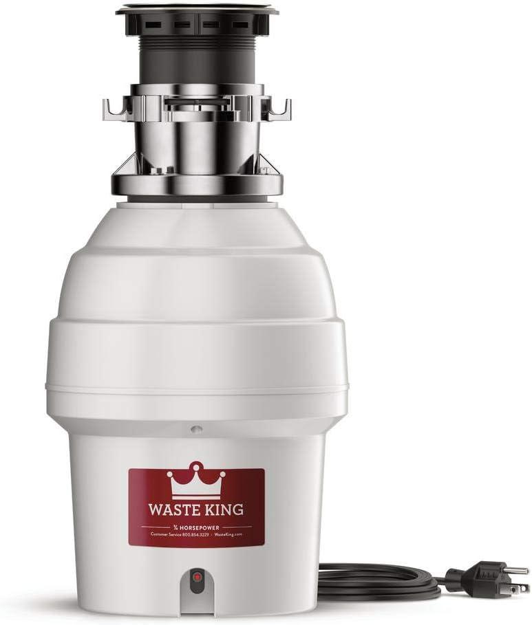 Waste King 3/4 HP Silver Batch Feed Garbage Disposal with Power Cord