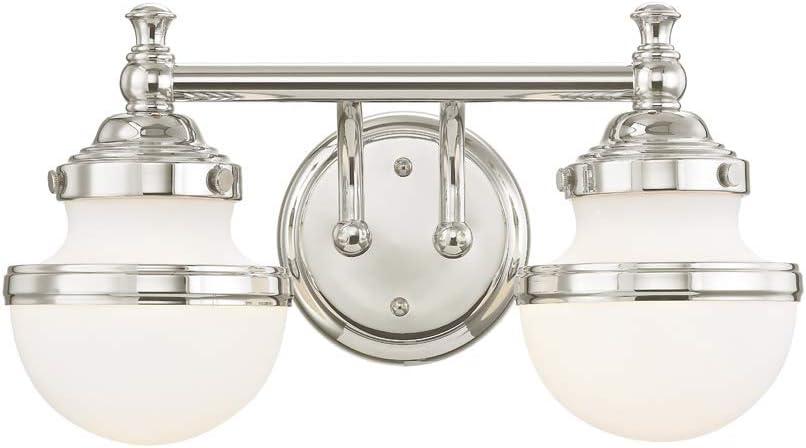 Polished Chrome Two-Light Bath Vanity with Opal Glass Shades