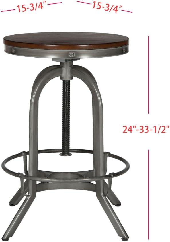 Wildomar Swivel Stool - FOX6226 - Burnt Oak/Iron - Safavieh Couture