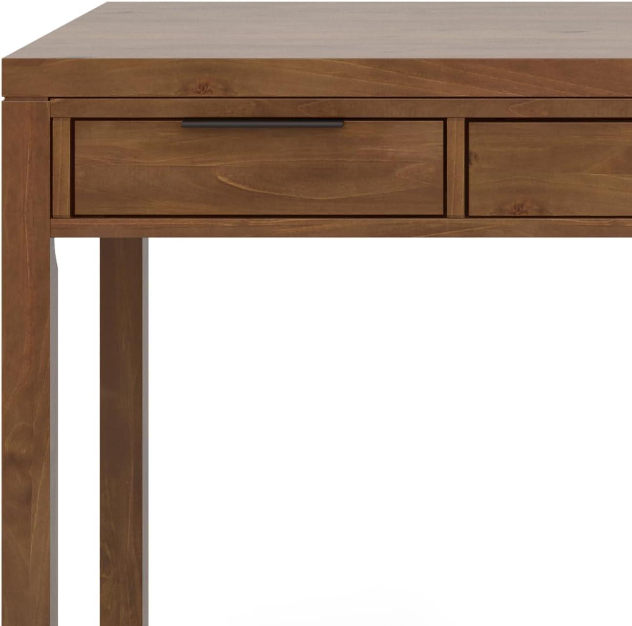 Simpli Home Hollander Solid Wood Contemporary 60 " Desk in Medium Saddle Brown