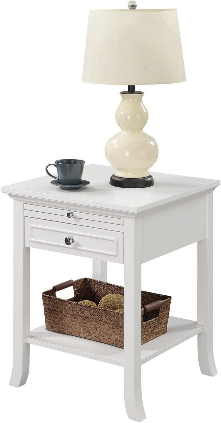 Convenience Concepts American Heritage Logan End Table in White Wood Finish