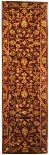 SAFAVIEH Antiquity Carmella Floral Bordered Wool Runner Rug, Wine/Gold, 2'3" x 8'