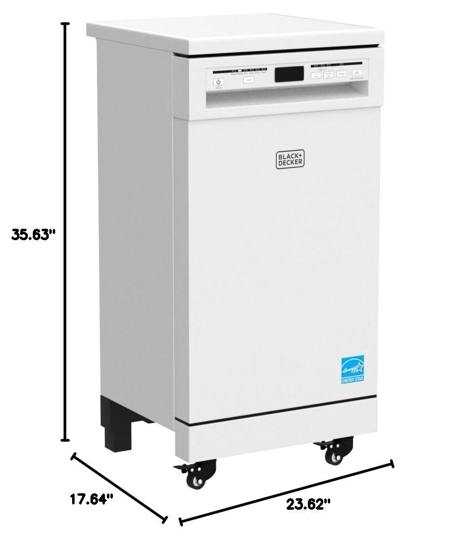 White Compact Portable Dishwasher with Stainless Steel Tub and Casters