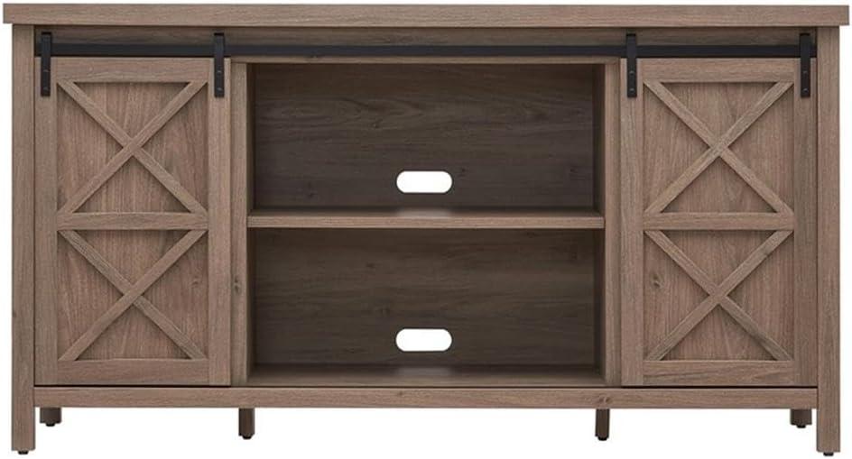 Evelyn&Zoe Elmwood Rectangular TV Stand for TV's up to 65", Antiqued Gray Oak
