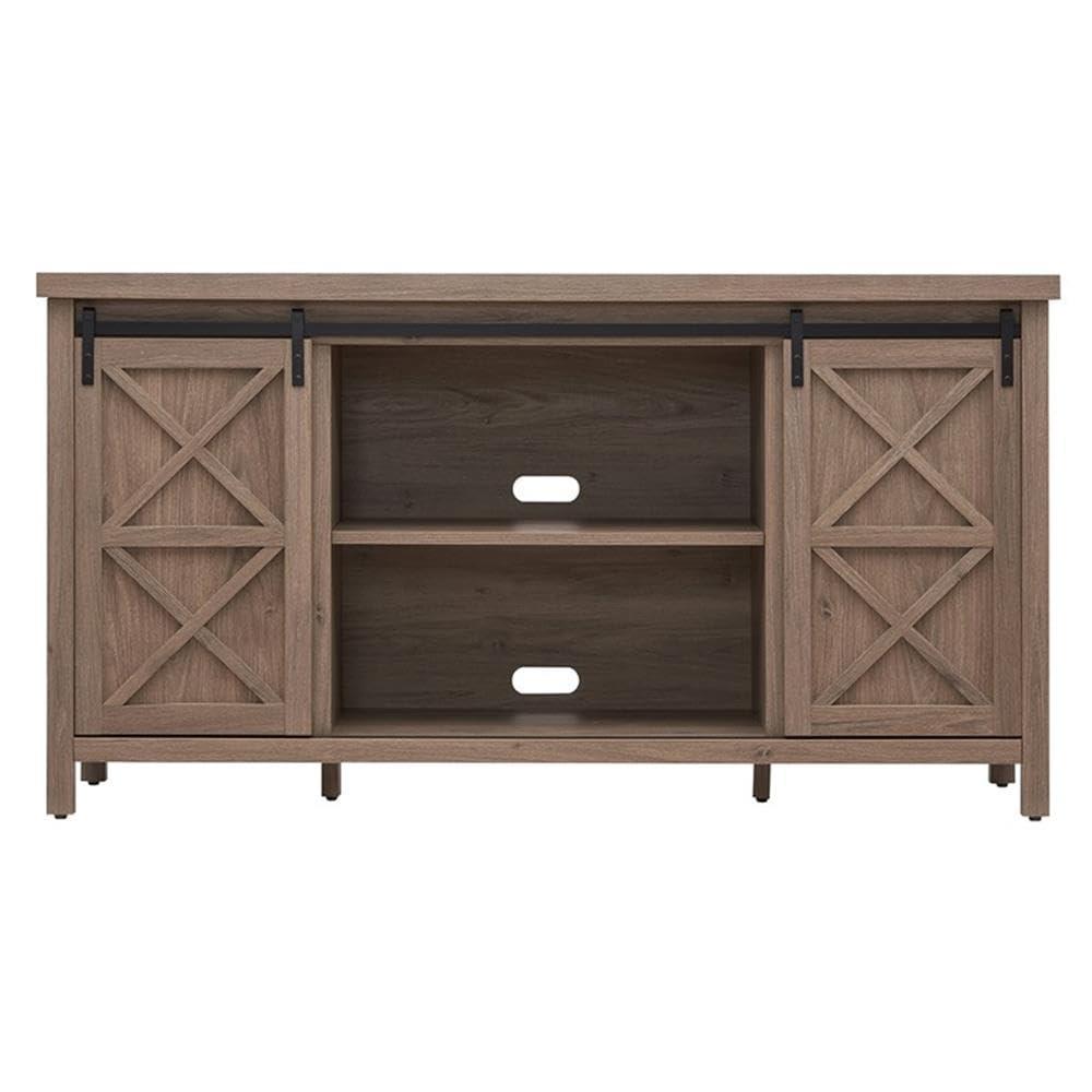 Evelyn&Zoe Elmwood Rectangular TV Stand for TV's up to 65", Antiqued Gray Oak