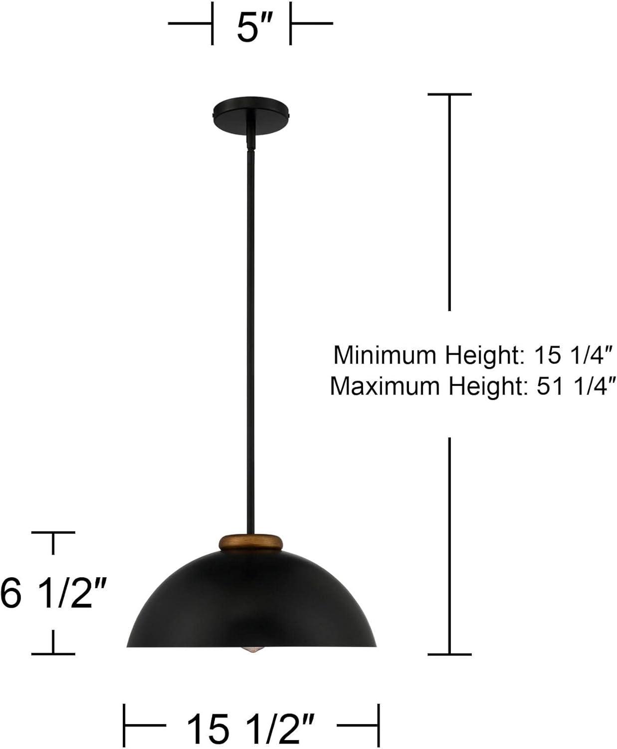 Janie Modern Industrial Black and Gold Dome Pendant Light