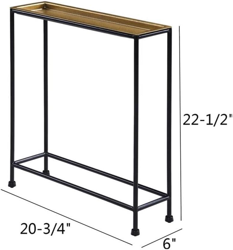 Comfort Pointe Tivoli Side Table Brass/Antique Bronze: Removable Tray, No Assembly, Metal Frame