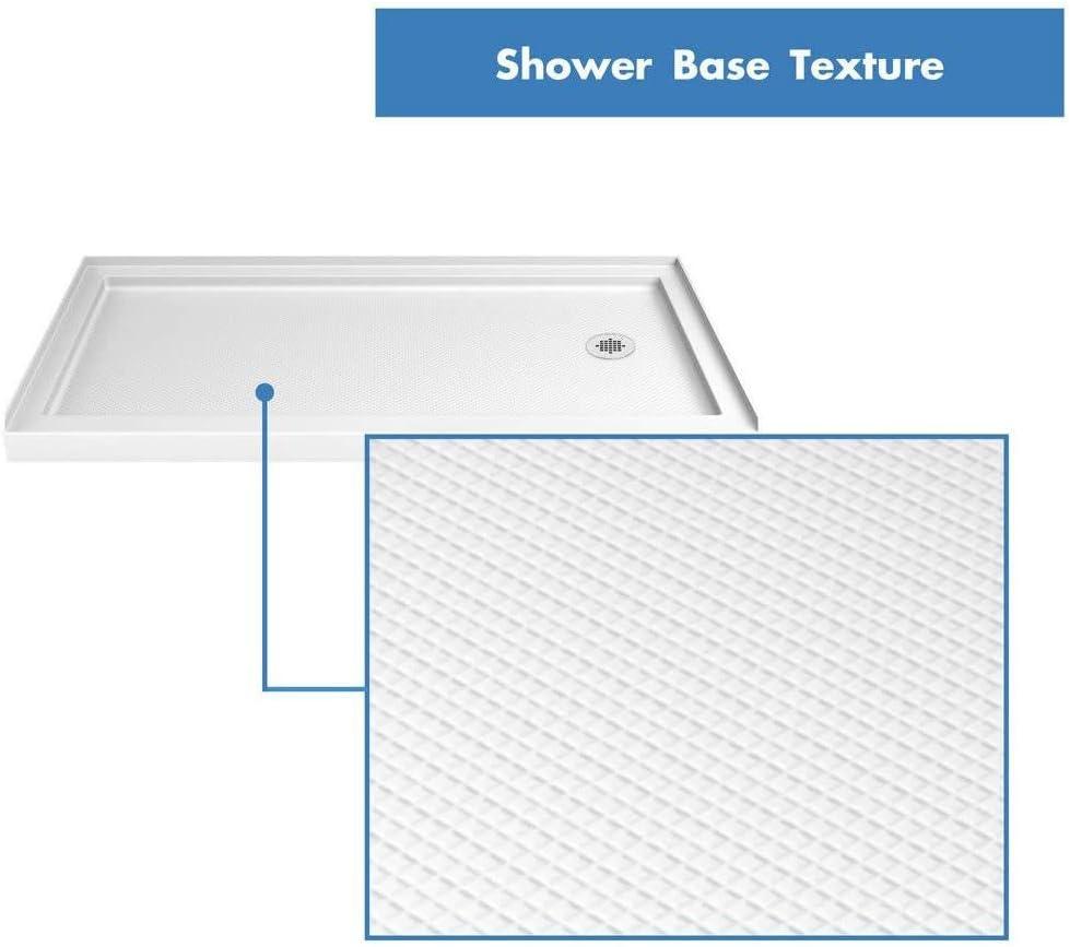 DreamLine Visions 3-Piece 36-in W x 60-in L x 77-in H Rectangular Alcove Shower Kit (Right Drain) with Base, Wall and Door Included Brushed Nickel