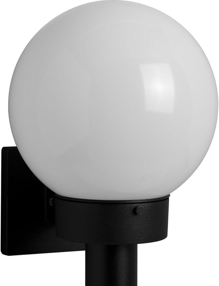 Progress Lighting Acrylic Globe 1-Light Wall Torch, Black Finish, White Globe