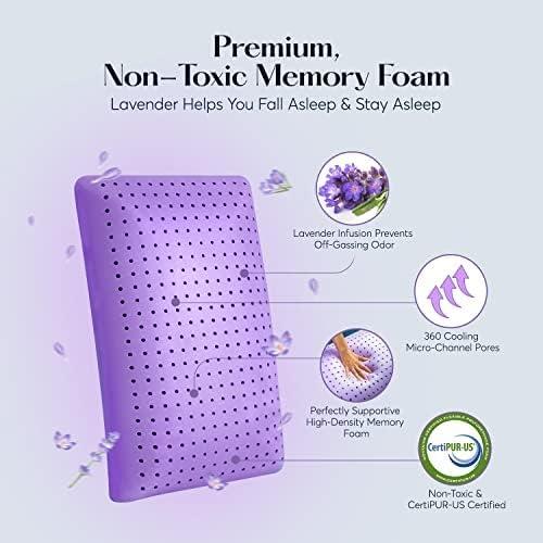 Lavender Zen Rectangular Memory Foam Cooling Bed Pillow