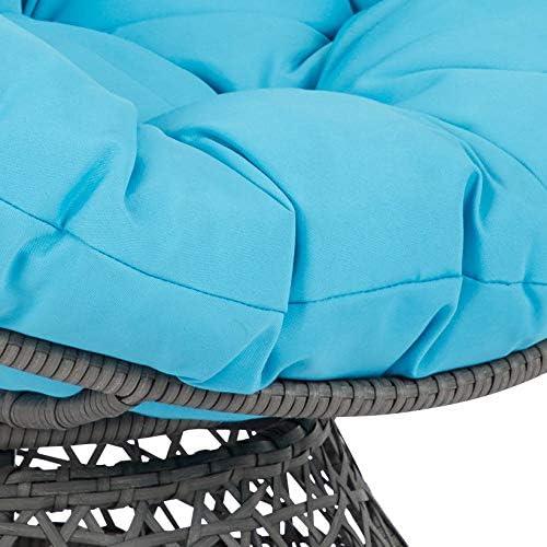 Blue Metal and Wicker 360° Swivel Lounge Chair