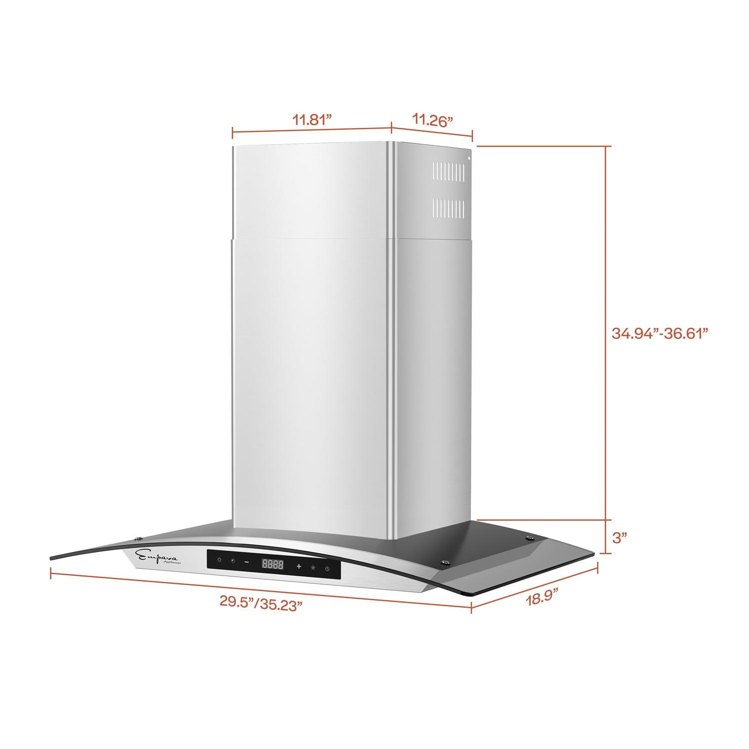 Empava 30" Metal 400 CFM Ducted (Vented) Island Range Hood with Baffle Filter