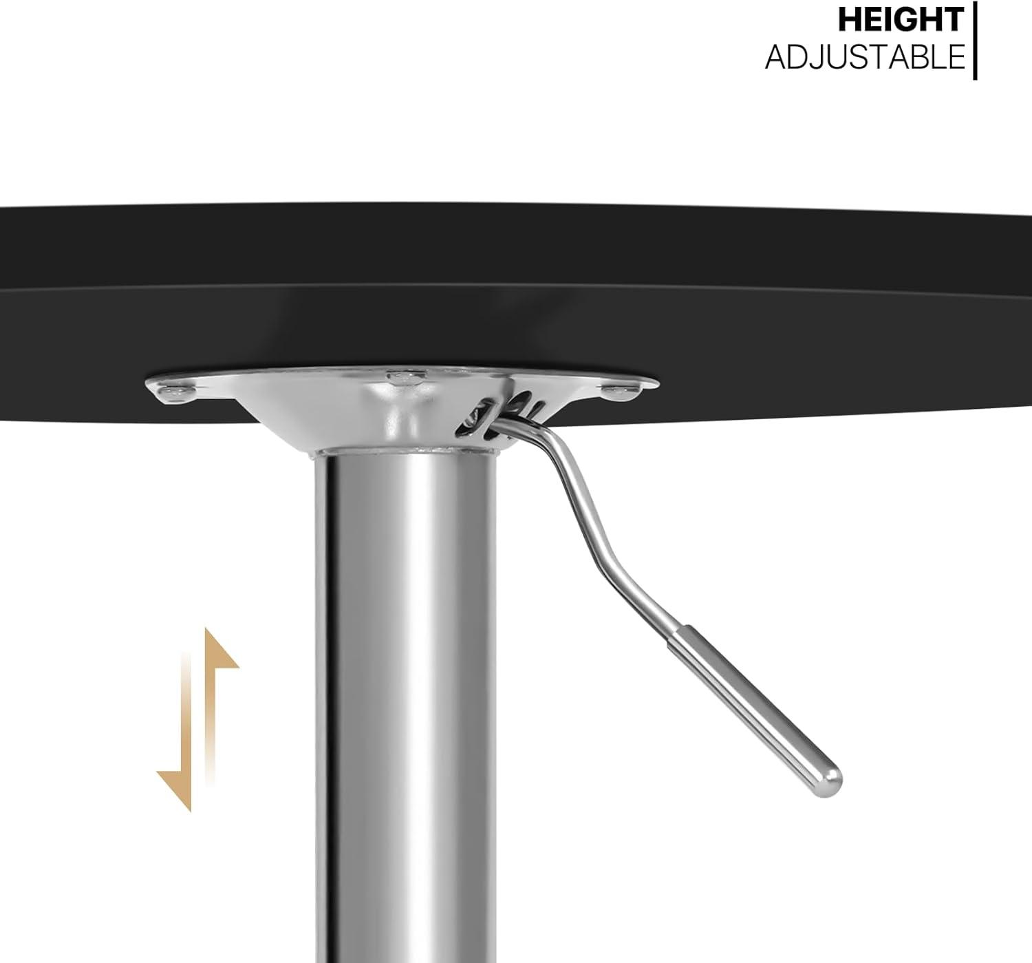 MoNiBloom Modern Round Bar Table, Height Adjustable Bar Table 27.5"-35.7", Pub Table with Chrome Base for Living Room, Dining Room, Bistro, Black