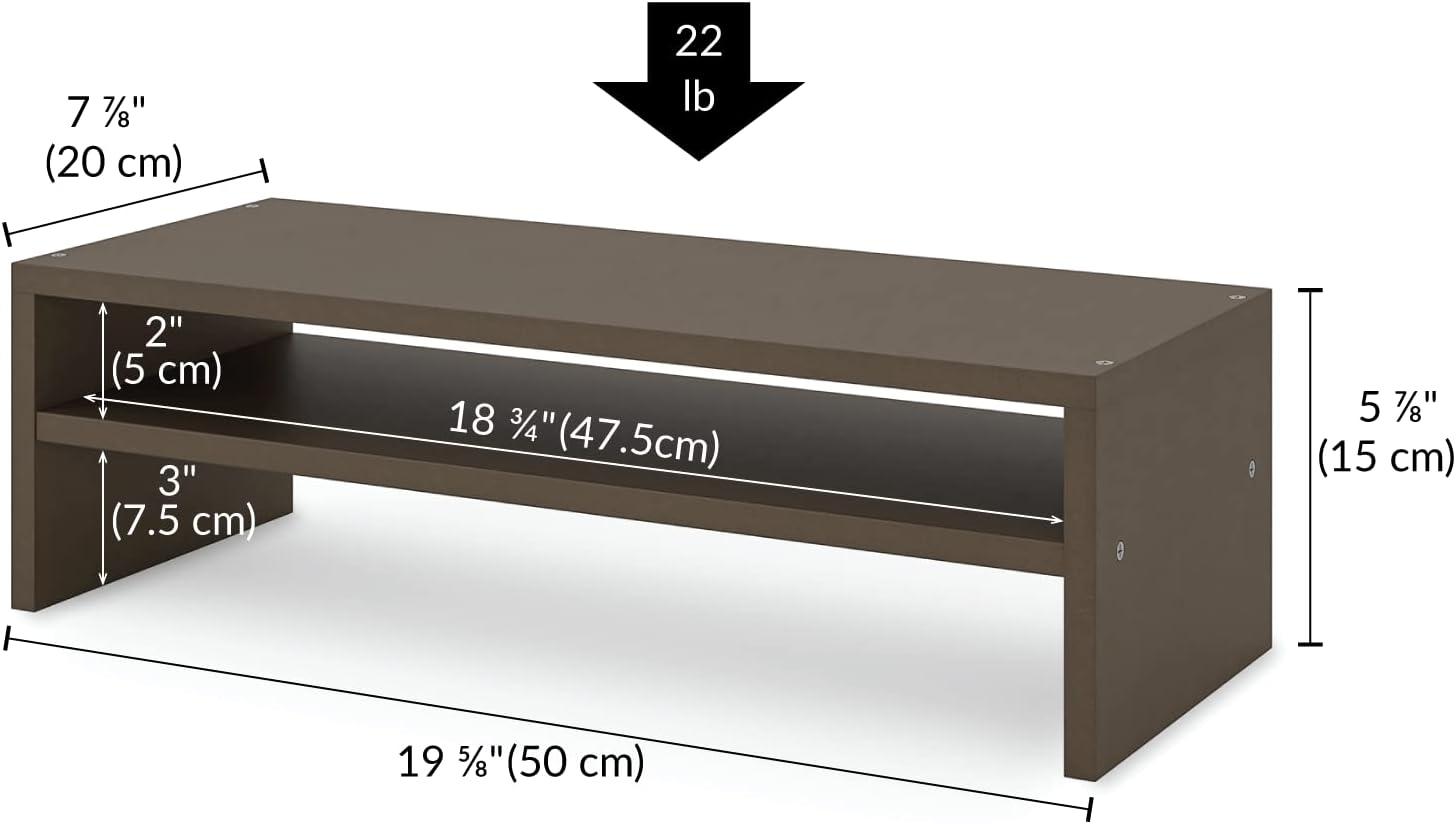 Walnut 2-Tier Ergonomic Monitor Stand with Storage