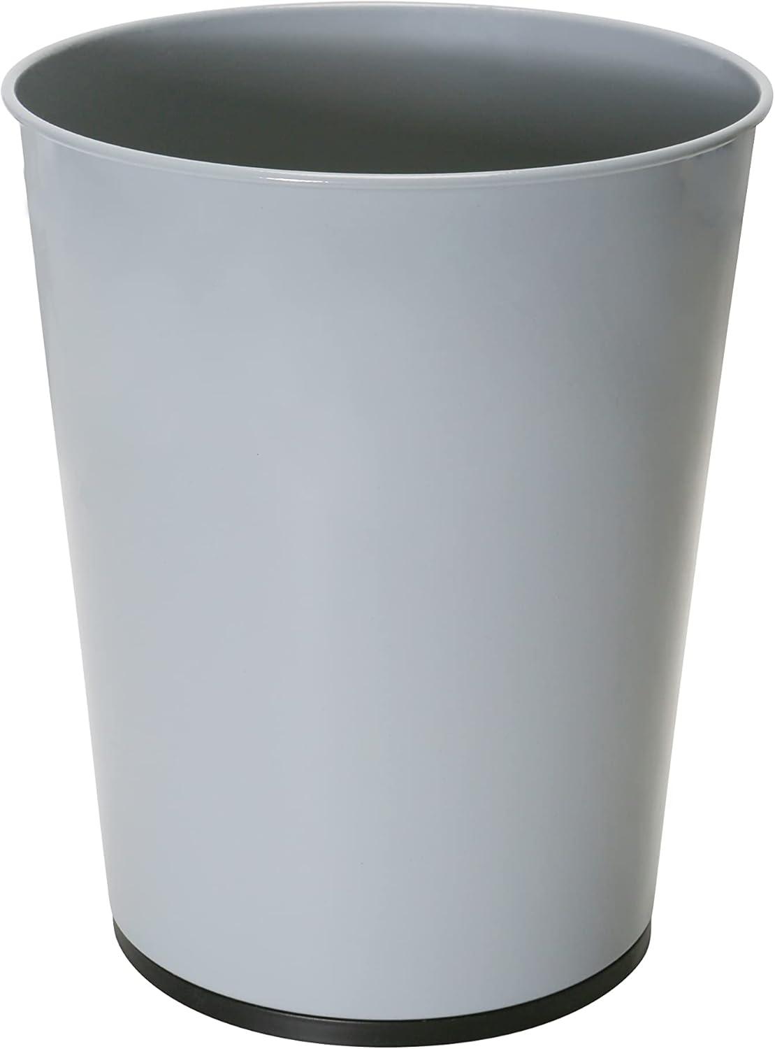 Bath Bliss 5 Liter Small Wastebasket | 2 Pack | Round Open Top | Trash Can | Bathroom | Bedroom | Kitchen | Office | Dorm | Disposal Waste Bin | Garbage | Grey