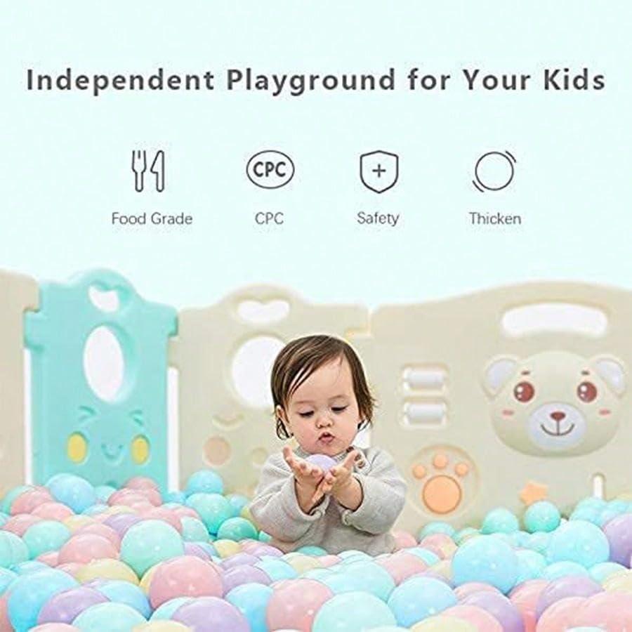 Anvazise 100Pcs Ball Pit Balls Thickened Eco-friendly Smooth Reusable Bite-resistant Hand-on Ability PE Material Macaron Color Pit Balls Kindergarten Toy