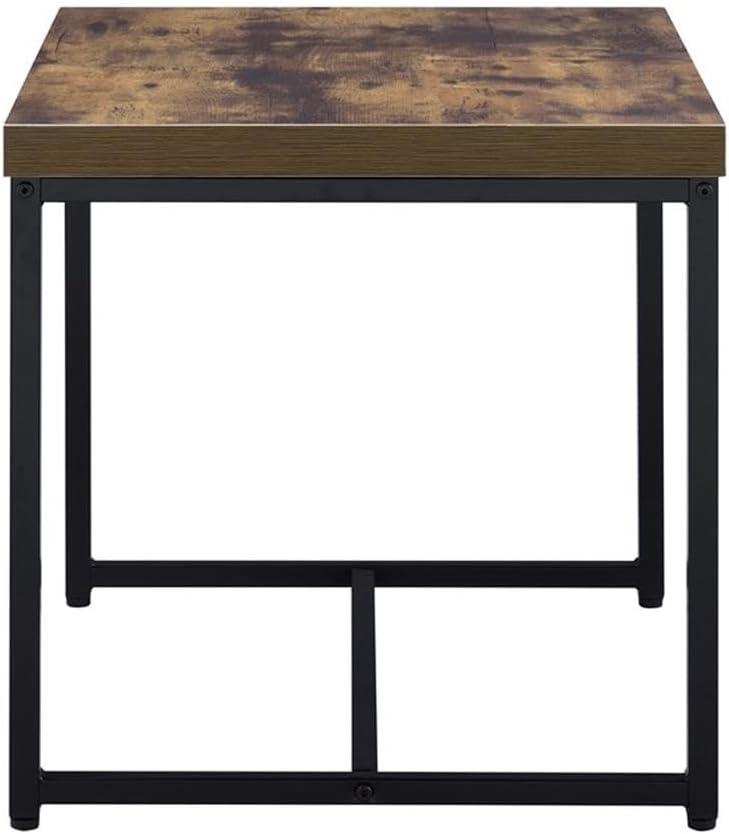 Contemporary Style Rectangular Wood and Metal End Table Brown and Black - Saltoro Sherpi