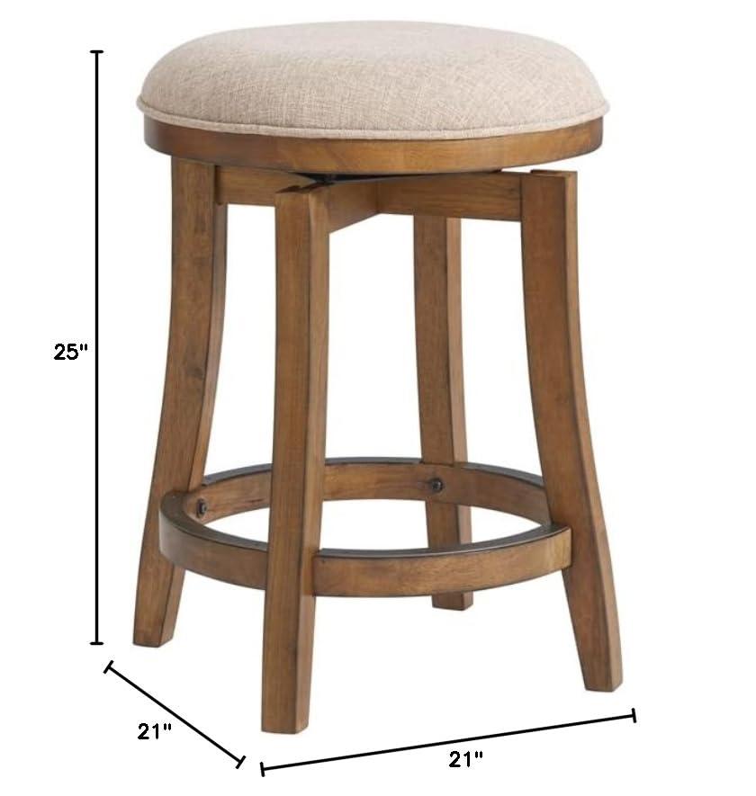Alaterre Ellie Upholstered Swivel Bar Stool Chairs with Padded Seat and Back, Rubberwood Frame with Metal Kick Plate