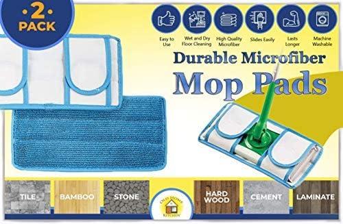 Set of 2 Universal Fit Reusable Mop Pads with Magic Fabric Straps