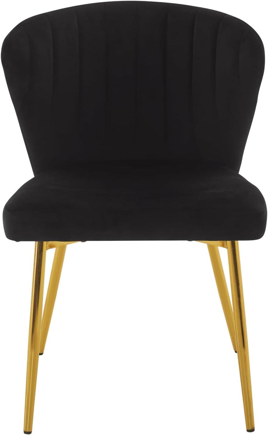 ANOUR Modern Dining Chairs, Velvet Accent Chair, Living Room Chairs, Set of 2, Upholstered Side Chair with Golden Metal Legs for Dining Room Kitchen Vanity Patio (Yellow, 2 Pack)