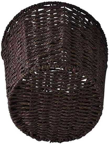 Round Wicker Waste Basket Paper Bin - Wicker Trash Basket - Woven Trash Can Rubbish Basket for Bedroom, Bathroom, Offices or Home (Brown)