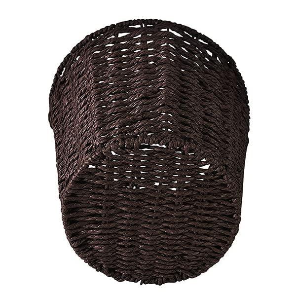 Round Wicker Waste Basket Paper Bin - Wicker Trash Basket - Woven Trash Can Rubbish Basket for Bedroom, Bathroom, Offices or Home (Brown)