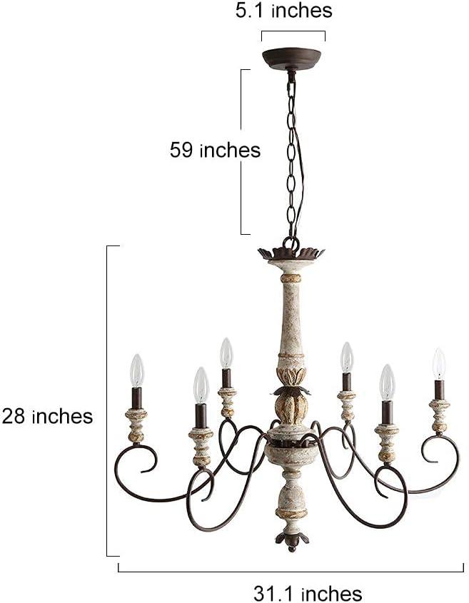 The Gray Barn French Country 6-Light Wood Chandelier Classic Farmhouse Lights - 31.1" D x 28" H