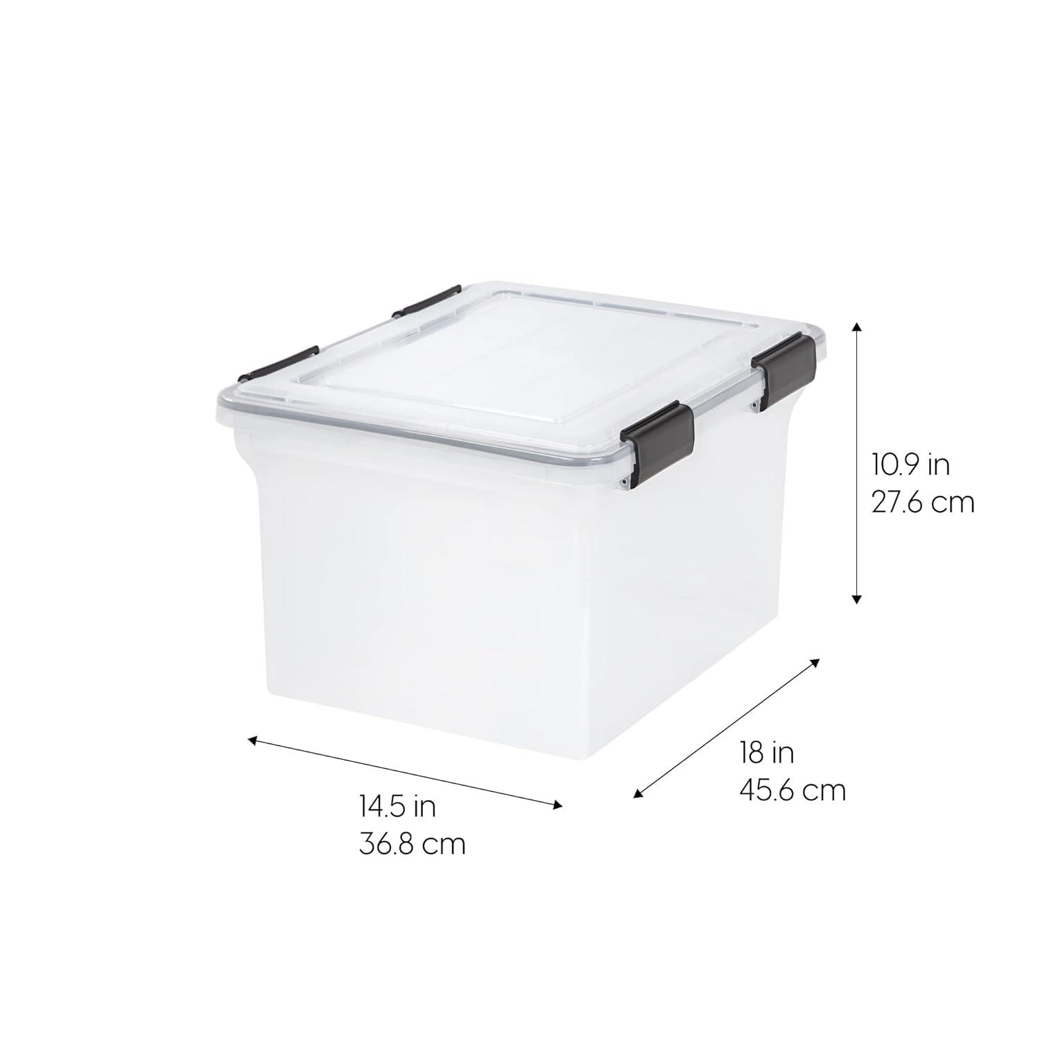 IRIS USA WeatherPro File Organizer Plastic File Box for Letter/Legal File, Clear, 32 Qt. 1Pack