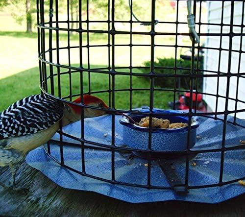 Blue Glass and Metal Squirrel Resistant Hanging Bird Feeder