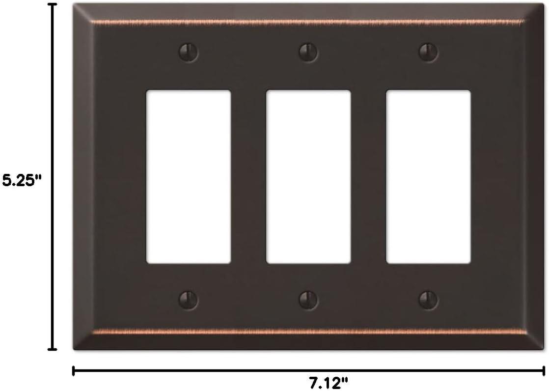 Oversized Aged Bronze Steel 3-Gang Rocker Wall Plate