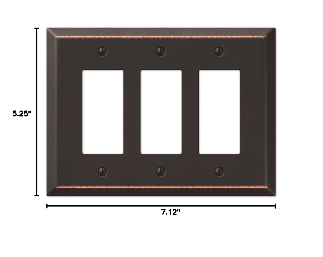 Amerelle 463RRRW Oversized Wallplate, 3 Rocker, Steel, White, 1-Pack