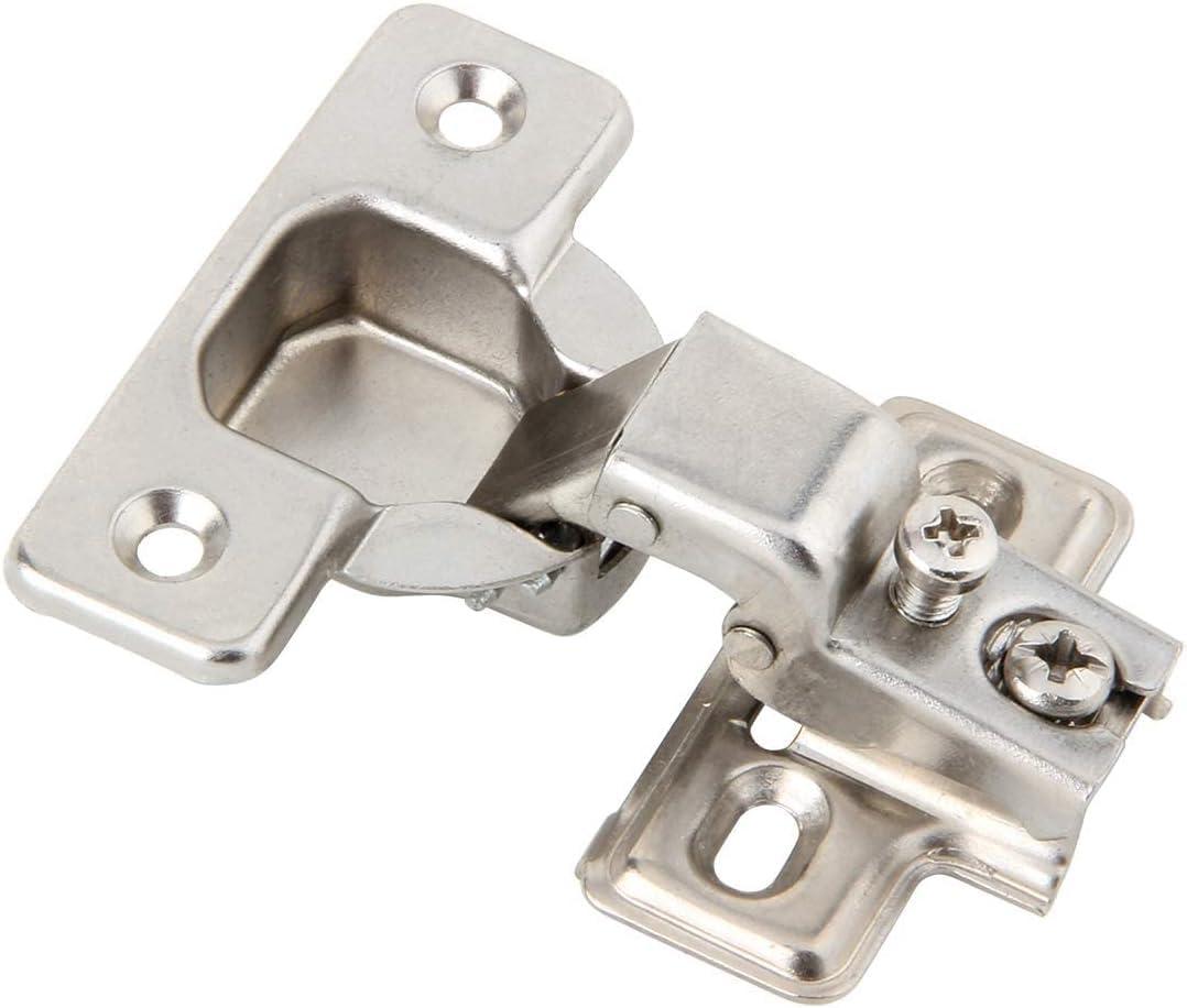 Steel Nickel Plated Self Closing Compact Cabinet Hinges, 10 Pack