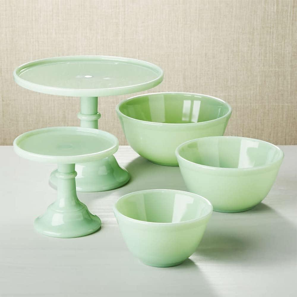 Mosser Glass Jadeite Mixing Bowl Set (Set of 3), Green Glass