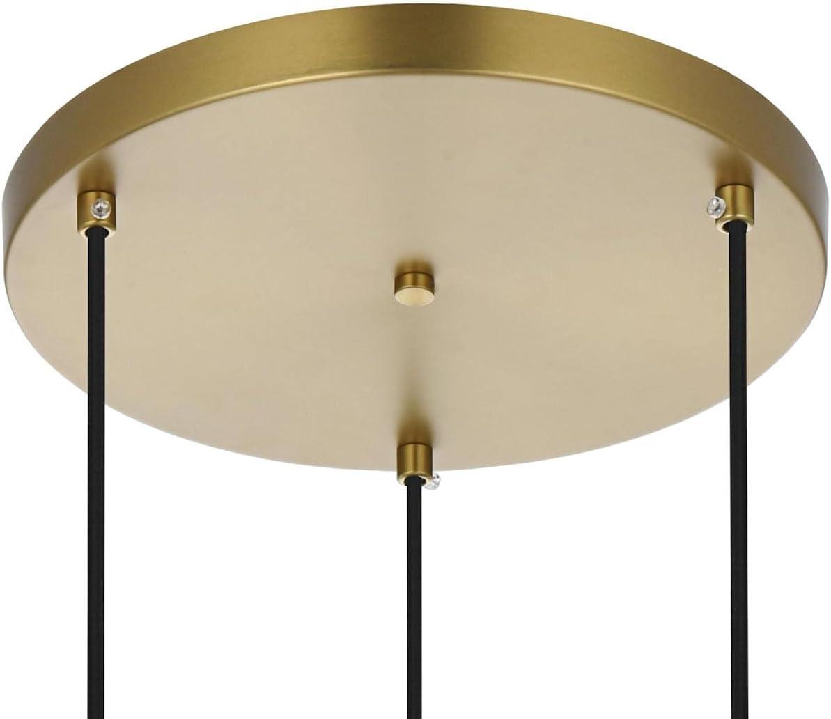 Elegant Lighting Baxter 3 Lights Brass Pendant With Clear Glass