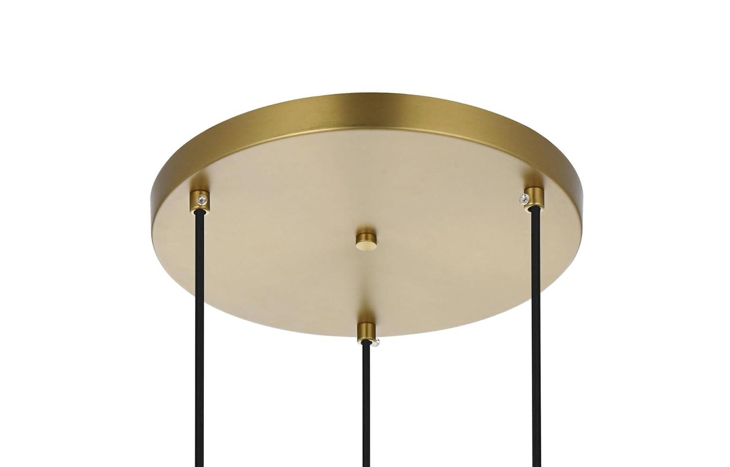 Elegant Lighting Baxter 3 Lights Brass Pendant With Clear Glass