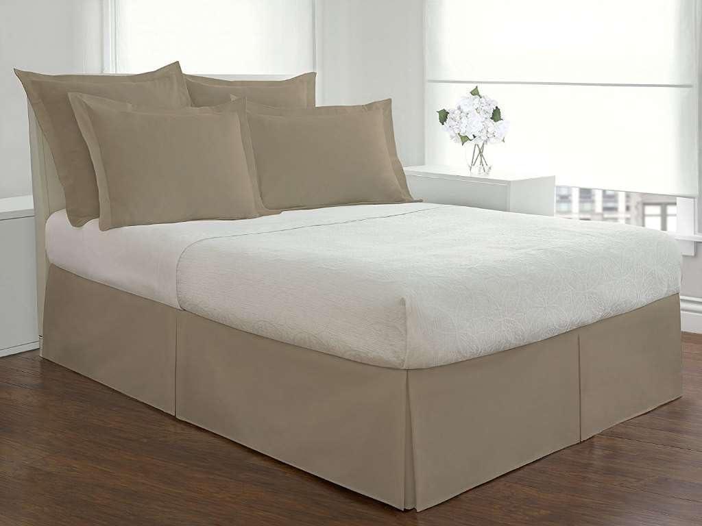 Mocha Twin Polyester Tailored Bed Skirt with 14" Drop