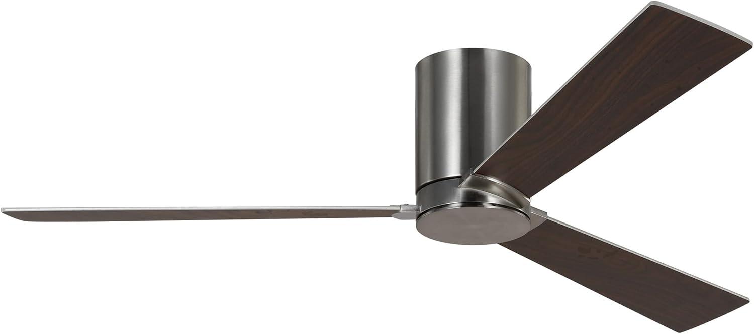 Brushed Steel 52" Ceiling Fan with Reversible Walnut Blades