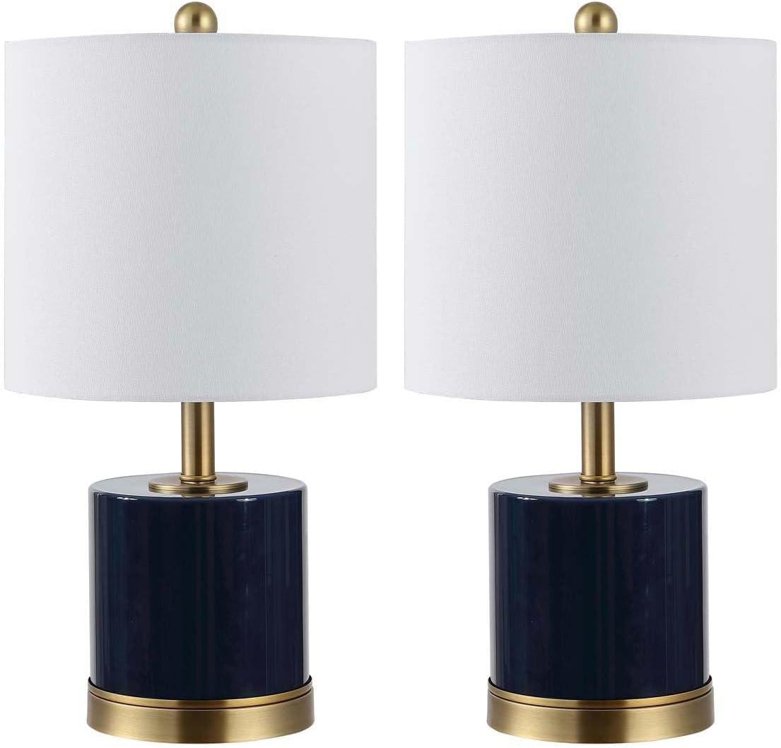 Jayce Glass Table Lamp (Set of 2) - Navy - Safavieh.