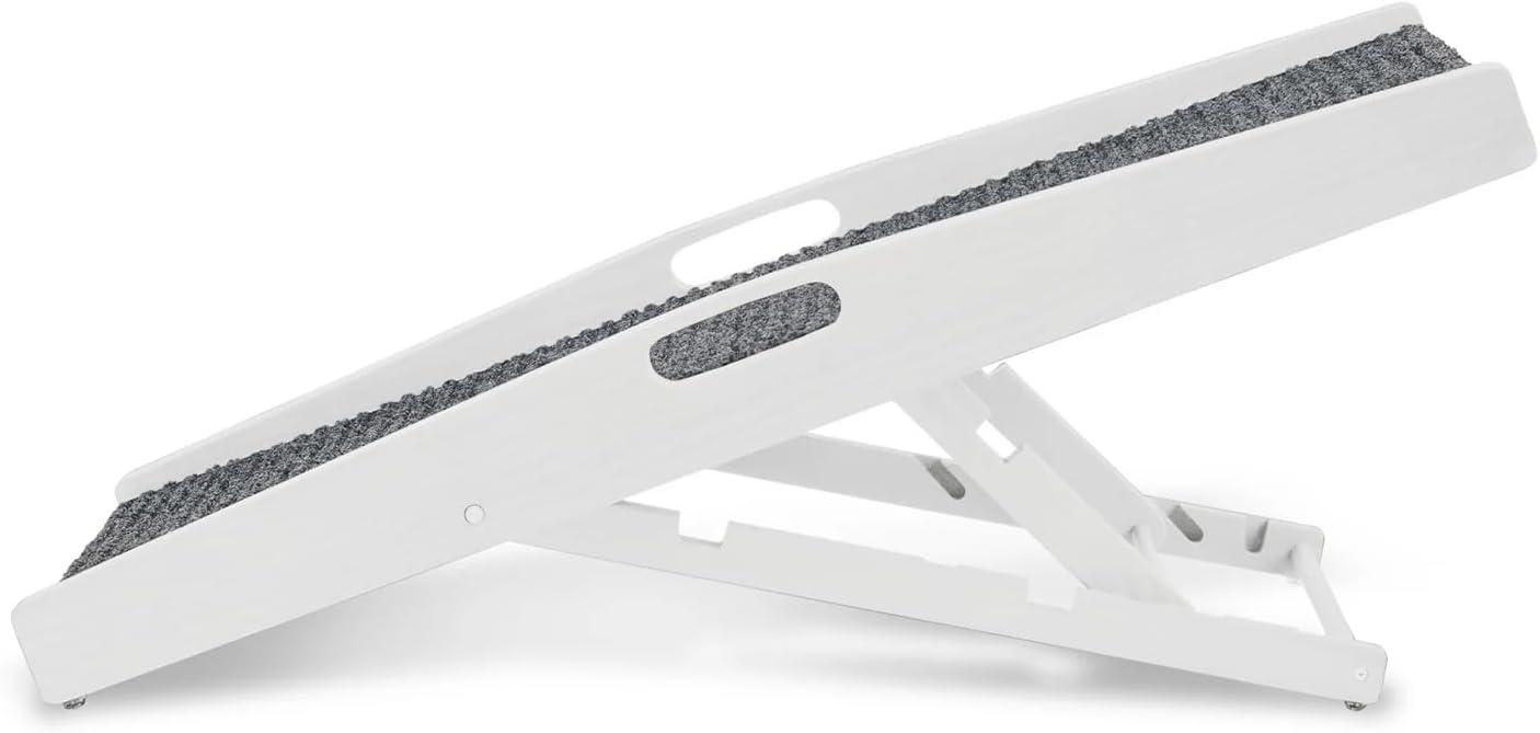 Carlson 39.5" Indoor Pet Ramp, White, Collapsible, Adjustable Height, Includes Handles, Non-Slip Carpet, and Rubber Feet.