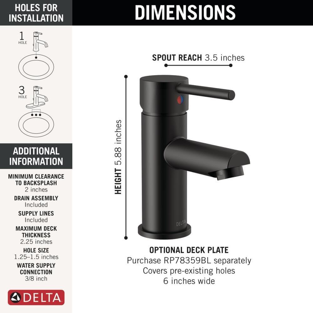 Sleek Matte Black Trinsic Single Handle Bathroom Faucet