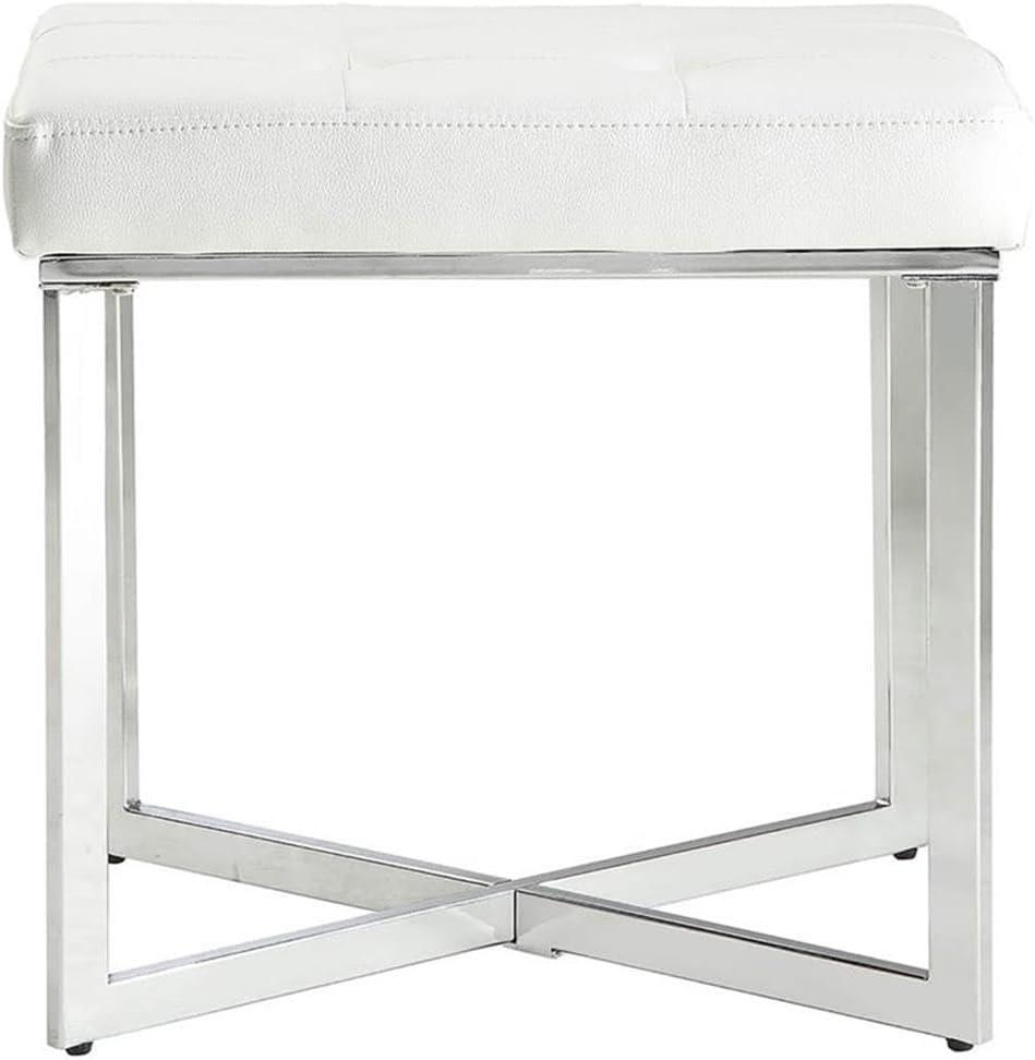 Carolina Classic Furniture Summer Vanity Bench, White and Chrome