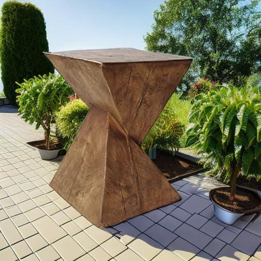 Christopher Knight Home Tess Indoor/Outdoor Geometric Lightweight Concrete Accent Table, Natural Brown