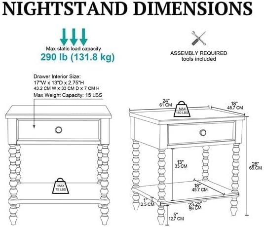 Beckett One Drawer Solid Wood Nightstand