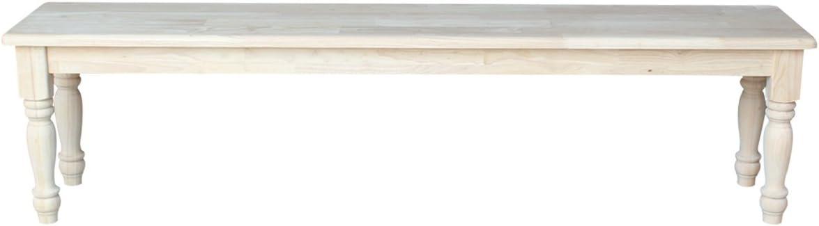 72" Shaker Style Bench with Turned Legs Unfinished - International Concepts: Solid Wood, Entryway Seating