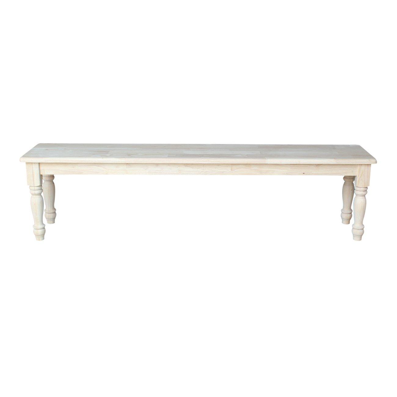 72" Shaker Style Bench with Turned Legs Unfinished - International Concepts: Solid Wood, Entryway Seating